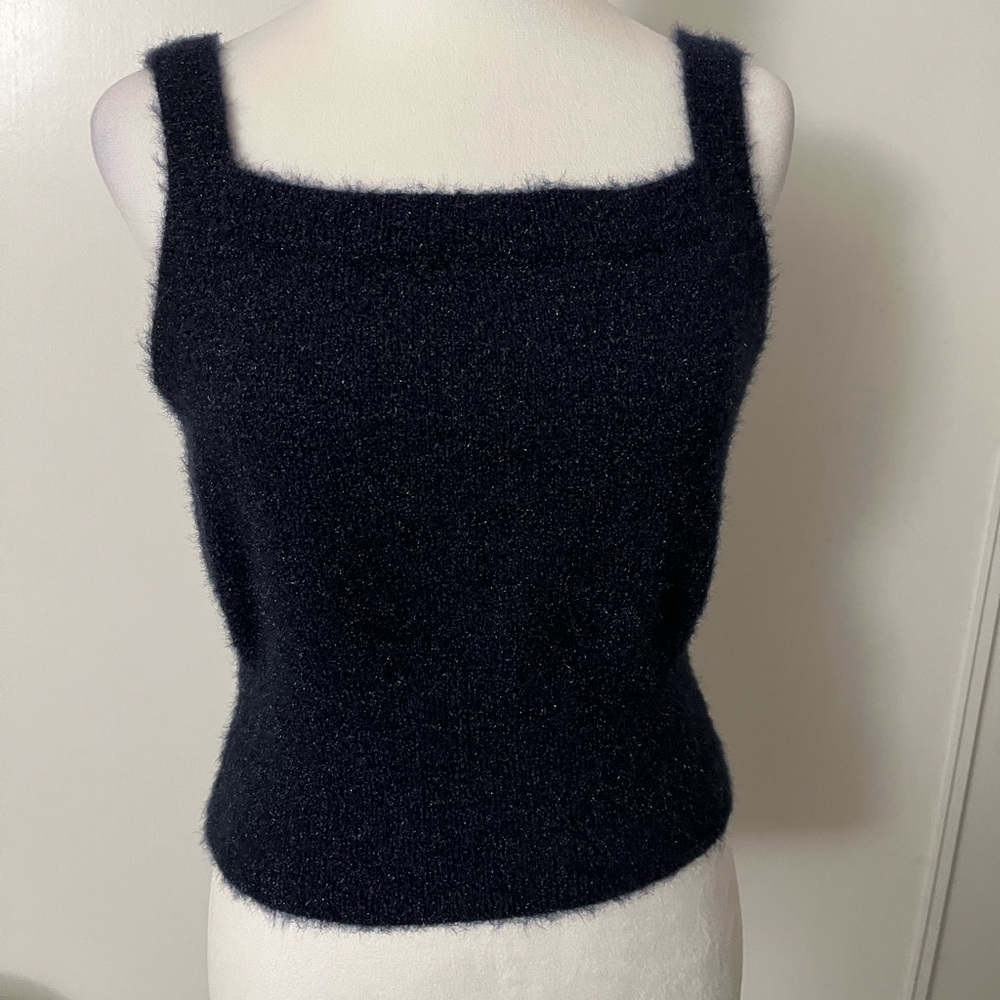 House Of Harlow 1960 Navy Shimmer Cropped Tank Sweater Medium Excellent Cond